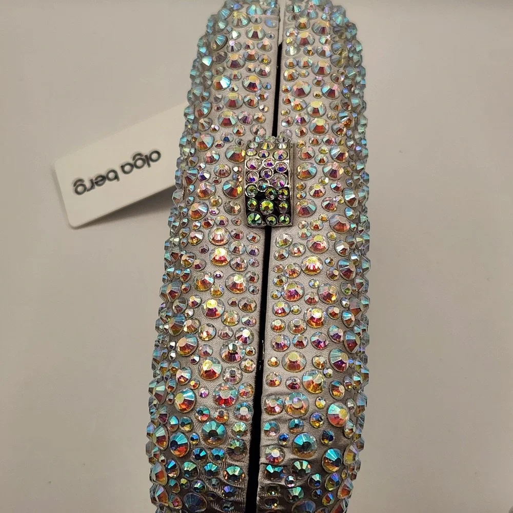 New Olga Berg Casey Iridescent Crystal Hardcase Clutch Shimmering Fancy Purse B